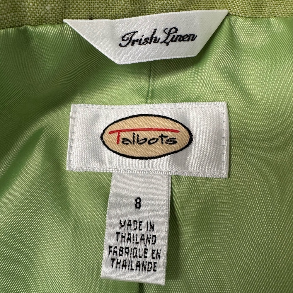 Talbots Lime Green Irish Linen Jacket Classic Size 8 - Picture 4 of 7